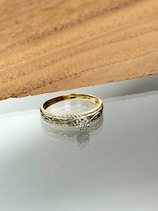 Two Tone Gold Art Nouveau Diamond Ring