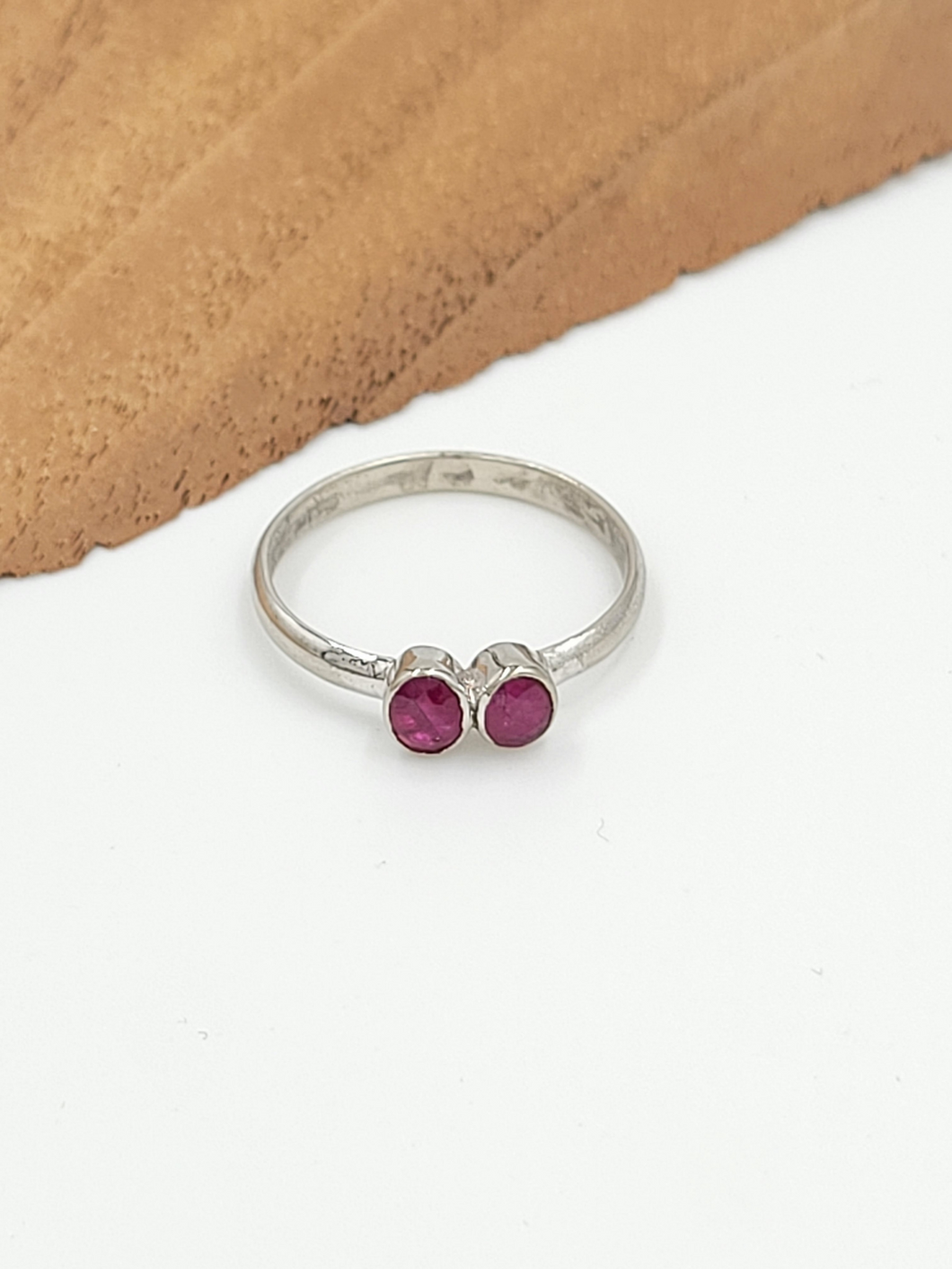 Silver Double Ruby Ring