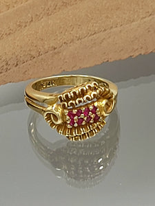 Gold Ruby Cluster Ring