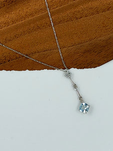 White Gold Aquamarine with Diamond Accent Necklace