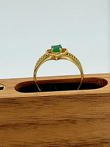 Gold Heart Emerald Ring