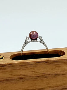 White Gold Tahitian South Sea Pearl with Diamond Accent Ring