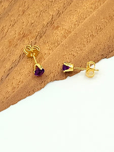 Gold Amethyst Post Earrings