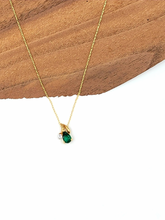 Load image into Gallery viewer, Emerald with Diamond Accent Necklace
