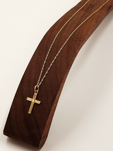 Load image into Gallery viewer, Small Art Deco Gold Cross Necklace
