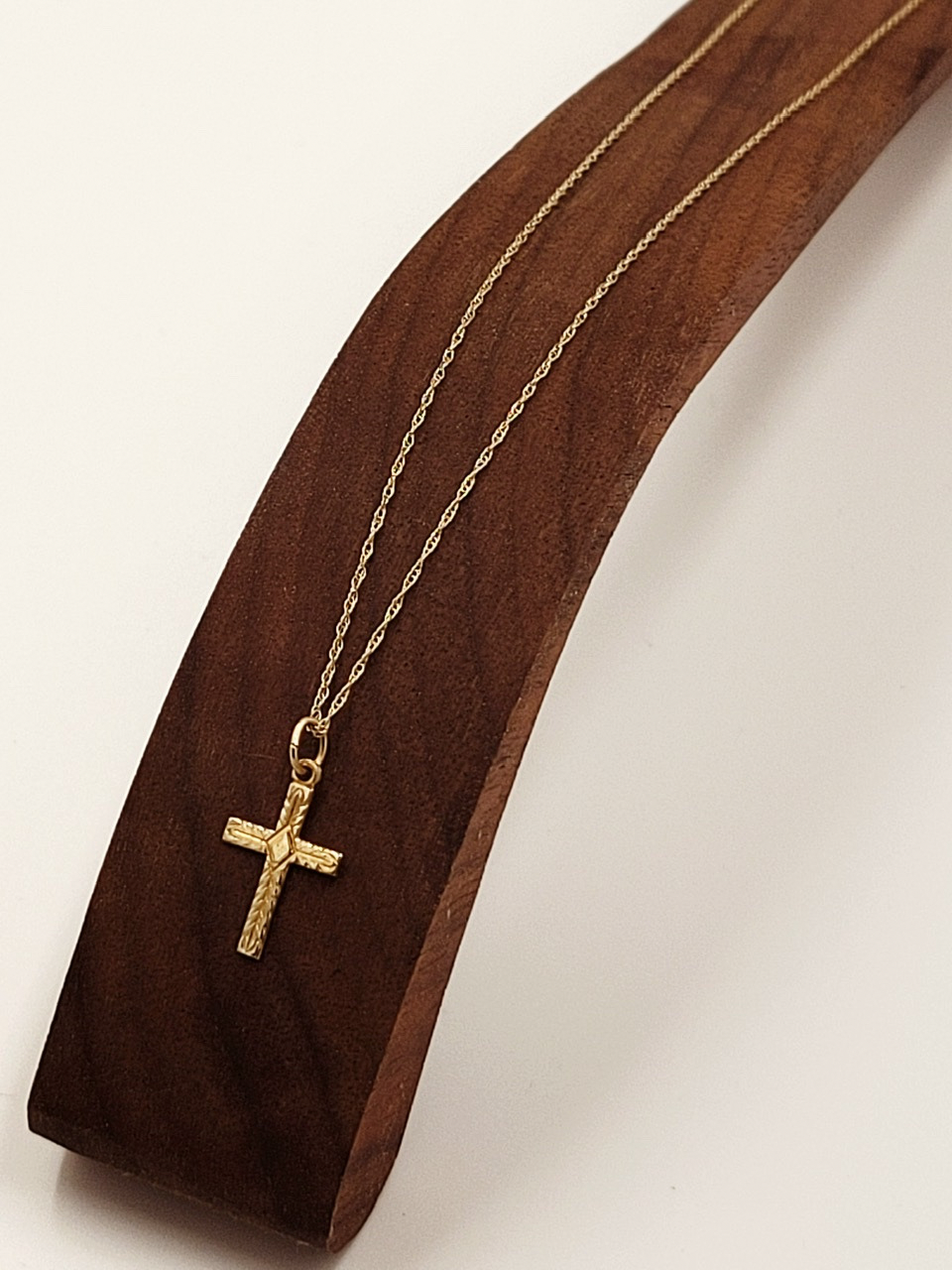 Small Art Deco Gold Cross Necklace