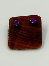Load image into Gallery viewer, Gold Amethyst Post Earrings
