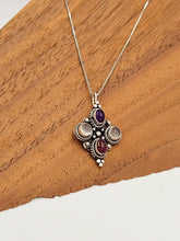Load image into Gallery viewer, Silver Art Deco Multi Stone Necklace
