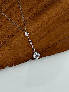 White Gold Aquamarine with Diamond Accent Necklace