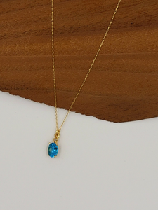Blue Topaz Gemstone with Diamond Accent Necklace