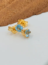 Load image into Gallery viewer, Gold Aquamarine Post Earrings
