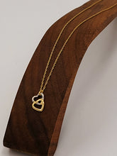 Load image into Gallery viewer, Two Tone Gold Double Heart Necklace
