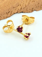 Load image into Gallery viewer, Gold Ruby Post Earrings

