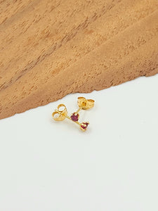 Gold Ruby Post Earrings