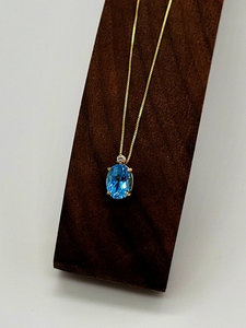 Light Blue Sapphire with Diamond Necklace