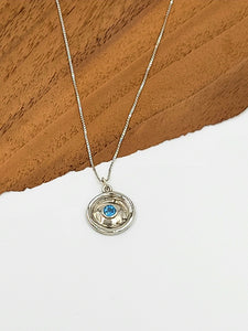 Silver Art Deco Aquamarine Necklace
