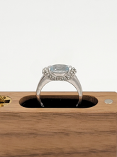 Load image into Gallery viewer, Silver Aquamarine with Diamond Accent Ring
