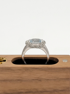 Silver Aquamarine with Diamond Accent Ring