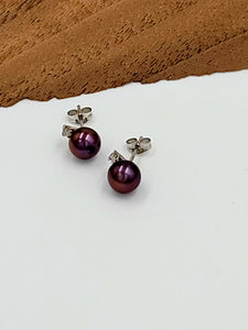White Gold Tahitian South Sea Pearl with Diamond Accent Post Earrings