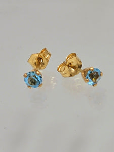 Gold Aquamarine Post Earrings