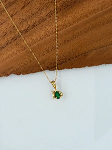 Tear Drop Emerald with Diamond Accent Necklace