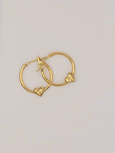 Load image into Gallery viewer, Yellow Gold Heart Huggie Hoop Earrings
