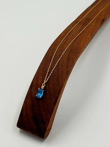 Blue Topaz Gemstone with Diamond Accent Necklace