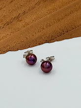 Load image into Gallery viewer, White Gold Tahitian South Sea Pearl with Diamond Accent Post Earrings
