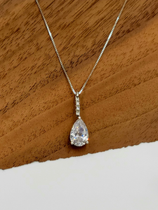 Silver Art Deco Teardrop Swarovski Crystal Necklace