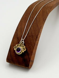 Two Tone Silver and Gold Art Deco Amethyst Necklace