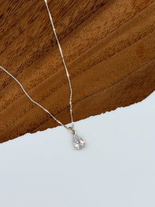 Silver Teardrop Swarovski Crystal Necklace
