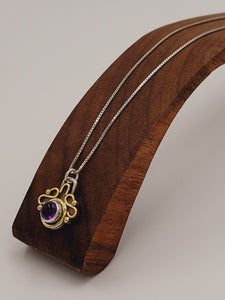 Two Tone Silver and Gold Art Deco Amethyst Necklace