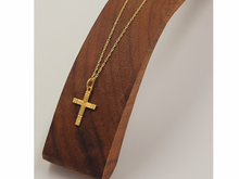Load image into Gallery viewer, Small Art Nouveau Gold Cross Necklace
