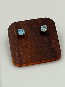 Gold Aquamarine Post Earrings