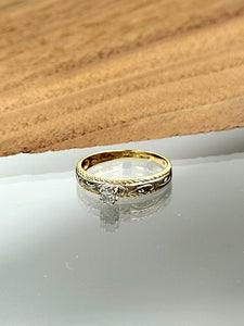 Two Tone Gold Art Nouveau Diamond Ring