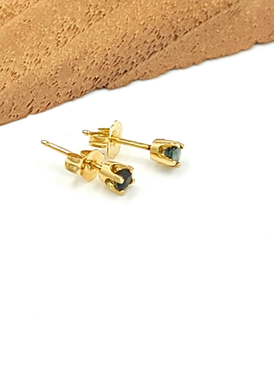 Gold Sapphire Post Earrings